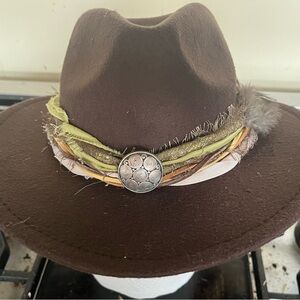 Brown Felt Hat with Decorative Band